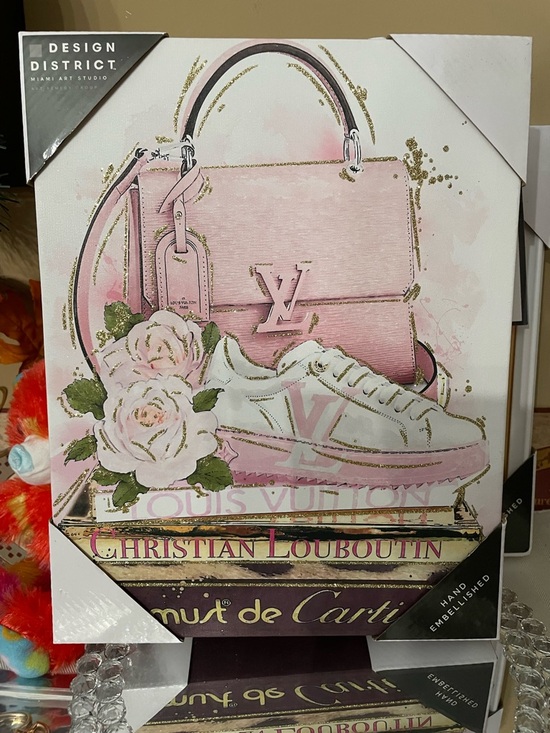 Handbags - Luxury Pink Handbag & Sneaker Art Print - Designer-Wall Decor licensed